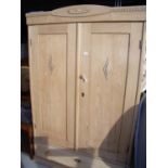 Waxed pine French style double door wardrobe with single drawer to the base (width 120cm)