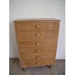 Mid 20th C oak finished chest of six drawers