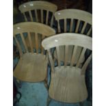 Set of four beech farmhouse style kitchen chairs