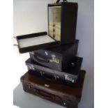 Three doctors fitted cases (one with contents) and a vintage travel case