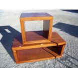 Contemporary hardwood coffee table/TV stand with a matching lamp table