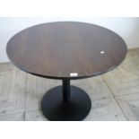 Circular bar/café table with wooden top and cast metal base (diameter 90cm)