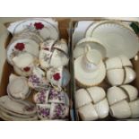 White porcelain tea set, Colclough and other tea ware in two boxes