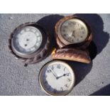 Early 20th C Gustav Becker oak cased mantle clock, 1940s Air Ministry Bakelite cased wall clock