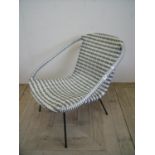 Mid 20th C retro woven chair with metal legs