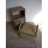 Lloyd Loom type linen basket seat and similar bedside cupboard