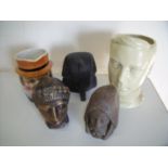 Large character jug, Toby style jug and various bust type figures