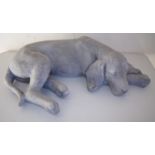 Composite plaster style stone effect figure of a Labrador (length 60cm)