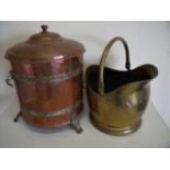 Copper coal helmet and another coal bin with lift off lid (2)