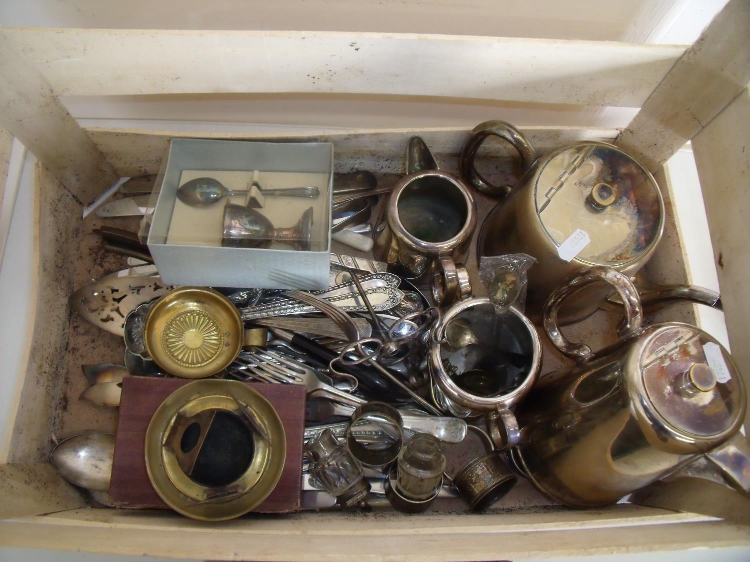 Large selection of plated ware and other items in one box