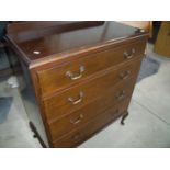 Mahogany chest of four drawers on raised cabriole supports (85cm x 45cm x 108cm)