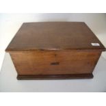 19th/20th C oak rectangular box with hinged lid (48cm x 35cm x 24cm)