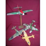 Selection of large scale model and radio controlled planes including a Hawker Hurricane, Spitfires