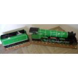 Large wooden handmade model of the Flying Scotsman labelled Flying Scotsman to Alice Springs and