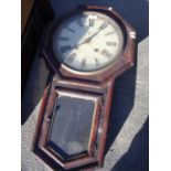 Early 20th C rosewood veneered American drop dial wall clock retailed by E Wakefield Gateshead