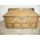 Victorian pine portable table top desk with raised back and sides with lift up slope front above