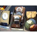 Meiko 400 day transistor clock, two Metamec wall clocks and a selection of electric mantel clocks