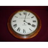 Mahogany cased fusee station style clock, the dial marked J. Smith & Sons Derby, the side mounted