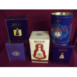 Five cased Bells commemorative whisky decanters (sealed and full) including The Prince of Wales 50th