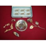 Continental silver 880 grade small dish (diameter 9cm), a continental 800 grade mussel shell compact