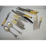 Selection of various assorted cutlery including various vintage carving knives, forks etc with