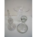 Large glass vase and three decanters (4)