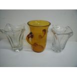 WITHDRAWN: 1970s amber glass studio vase and two clear glass Studio ware vases