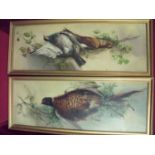 Pair of circa 1900 oil paintings on canvas depicting hanging dead game (pheasant & partridge) (