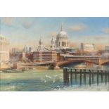 Property of a gentleman - Andrew Howat (b.1927) - BLACKFRIARS BRIDGE, LONDON - watercolour &