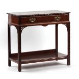 Property of a lady - a 1920's mahogany hall table, with frieze drawer & shelf under, 36ins. (91.