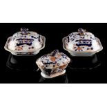 Property of a lady - a pair of early 19th century Japan pattern square tureens; together with a