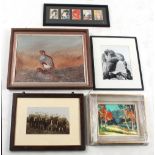 Property of a deceased estate - three assorted pictures including an oil depicting a brace of