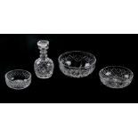 Property of a gentleman - a Stuart Crystal decanter; together with three Stuart Crystal bowls, one
