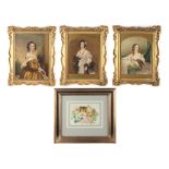 Property of a lady - a group of three late 19th century portraits of young ladies, in matching