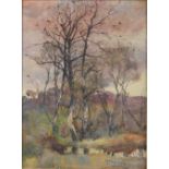 Frederic Ede (1865-1913) - LANDSCAPE WITH POND AND TREES - watercolour, 15.3 by 11.4ins (39 by