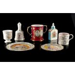 Property of a lady - a collection of seven commemorative china items including two Paragon bone