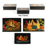 Property of a lady - Russian interest - a group of three Russian lacquer boxes, third quarter 20th