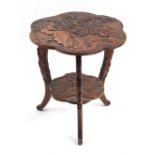 Property of a lady - a Japanese carved two-tier occasional table, late 19th / early 20th century,