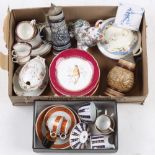 Property of a gentleman - a quantity of assorted ceramics including a pair of Victorian puce
