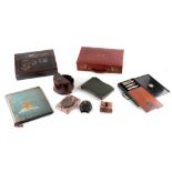 Property of a lady - a group of desk top items including an early 20th century crocodile skin