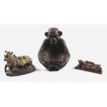 Property of a deceased estate - a bronze model of a seated monkey; together with an Indian bronze