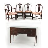 Property of a lady - an Edwardian mahogany bow-fronted sideboard; together with two pairs of