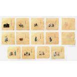 A set of twelve small Chinese paintings on rice paper depicting tradesmen & artisans, early 20th
