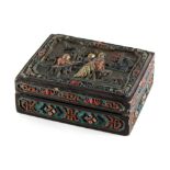 A Chinese polychrome decorated rectangular box, circa 1900, 4.95ins. (12.5cms.) long (see