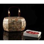 Property of a gentleman - a 1960's Anton Pieck decoupage handbag, decorated with street scenes, 10.