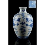 Property of a gentleman - a Chinese blue & white vase painted with two opposing dragons chasing a