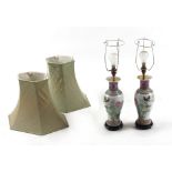 Property of a gentleman - a pair of modern Chinese style porcelain baluster table lamps with