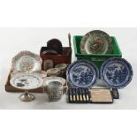 Property of a gentleman - two early 19th century pearlware blue & white plates; together with a