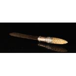 Property of a gentleman - a Burmese carved ivory handled dha knife, 19th century, carved with