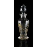 Property of a gentleman - an Art Deco glass decanter & stopper, painted in yellow & black enamels